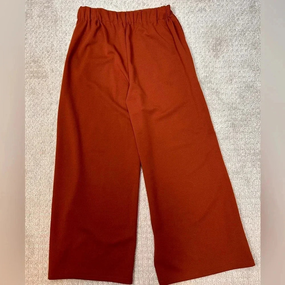 Wide leg trousers, Small, rust, high waisted, ankle length, exposed seams Office - Picture 6 of 7